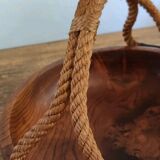 Adrien Audoux and Frida Minet rare basket in solid oak and rope