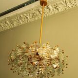 Lustre Kinkeldey en plaqué or et verre à facettes, années 1960
