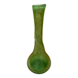 Ancien vase soliflore style biot verre soufflé bullé vert vintage