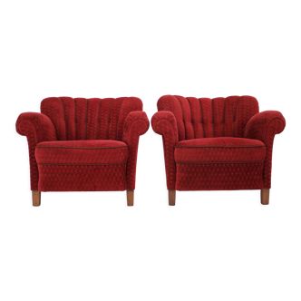 Pair of art deco club armchairs Czechoslovakia 1940s