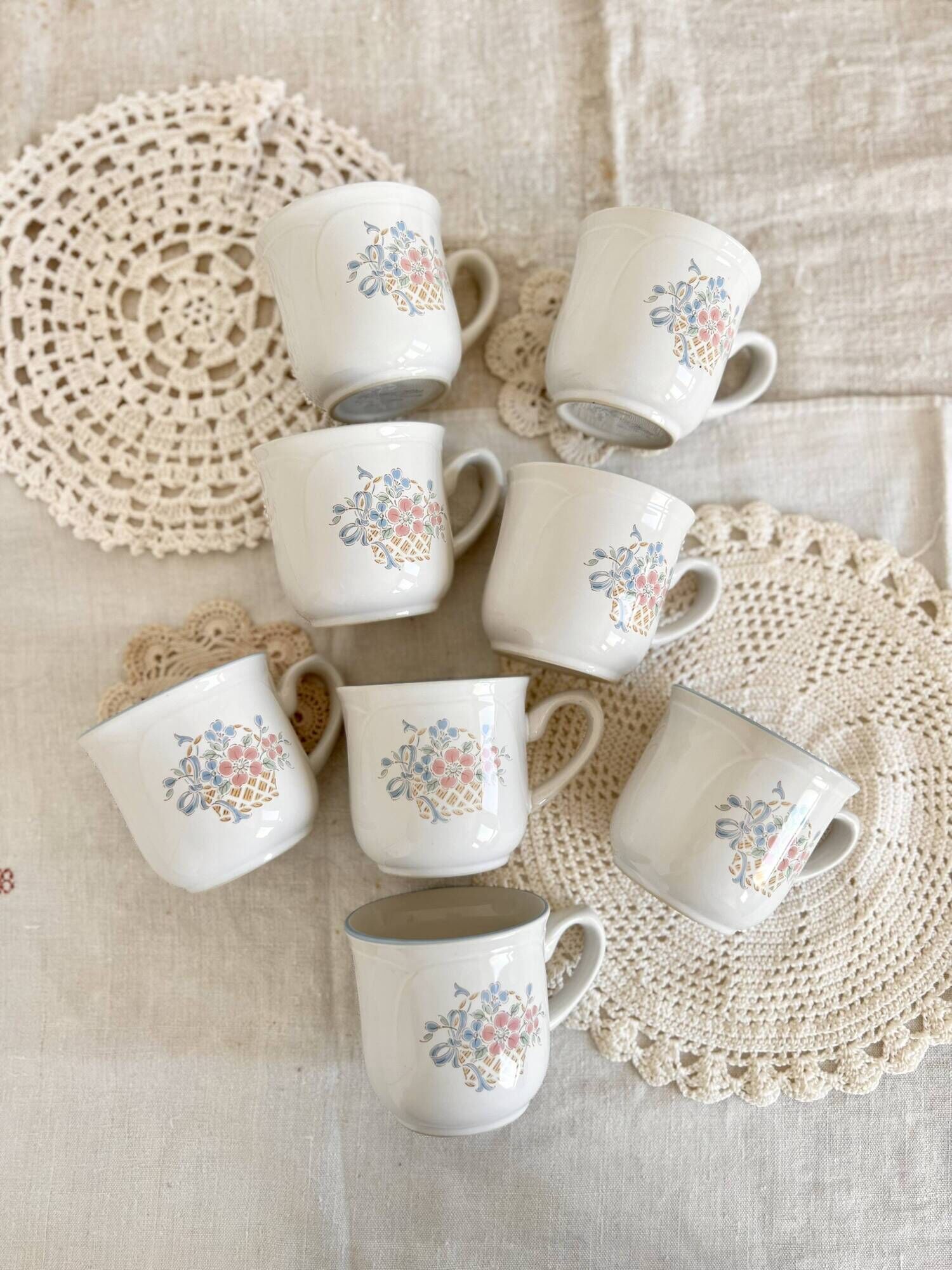 Vintage porcelain cups Country Market Collection made in Japan floral pattern