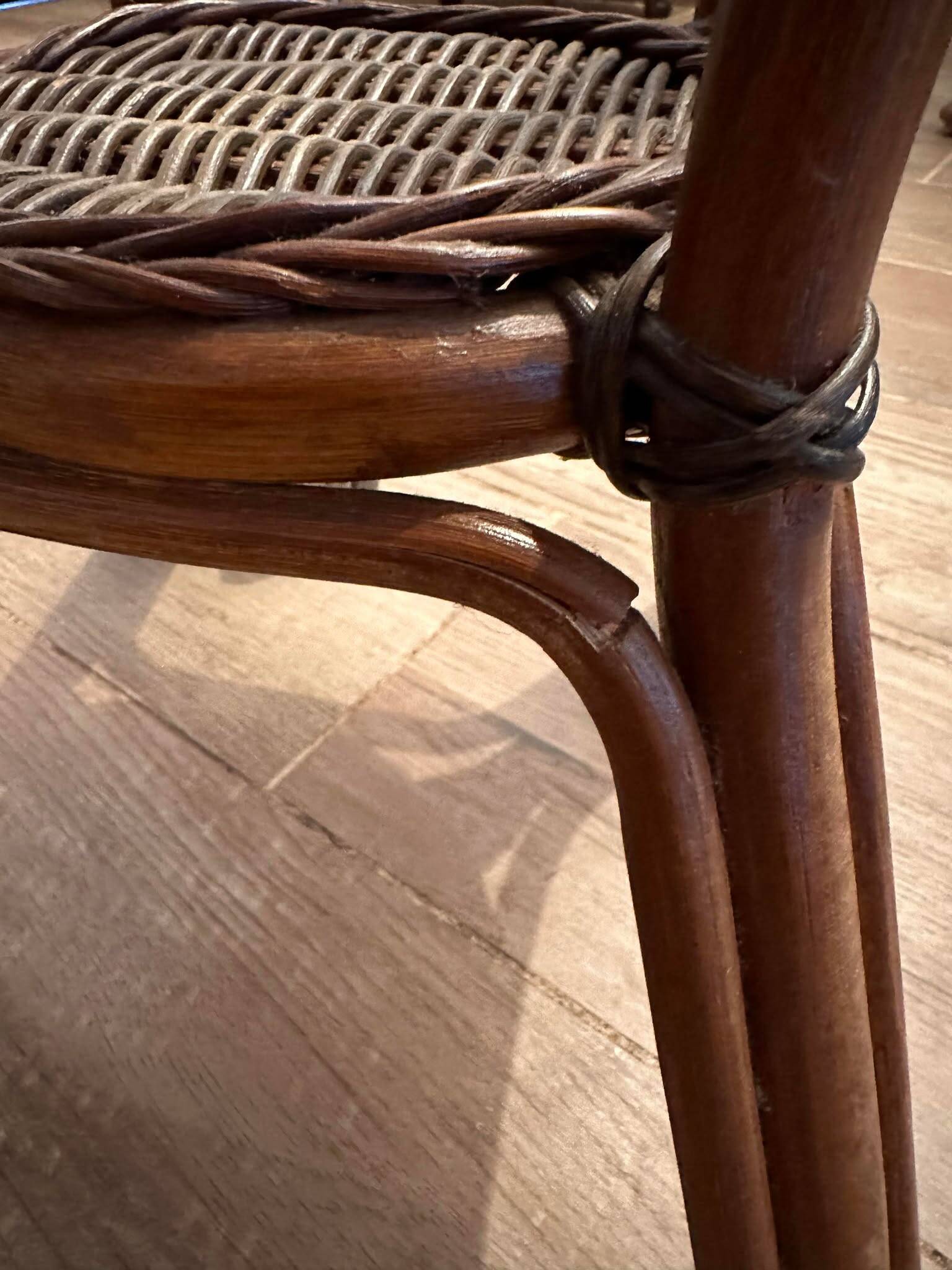 Rattan Plant Stand Cane Vintage Old Flower Vase Pot Garden Bamboo