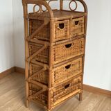 Rattan drawer unit
