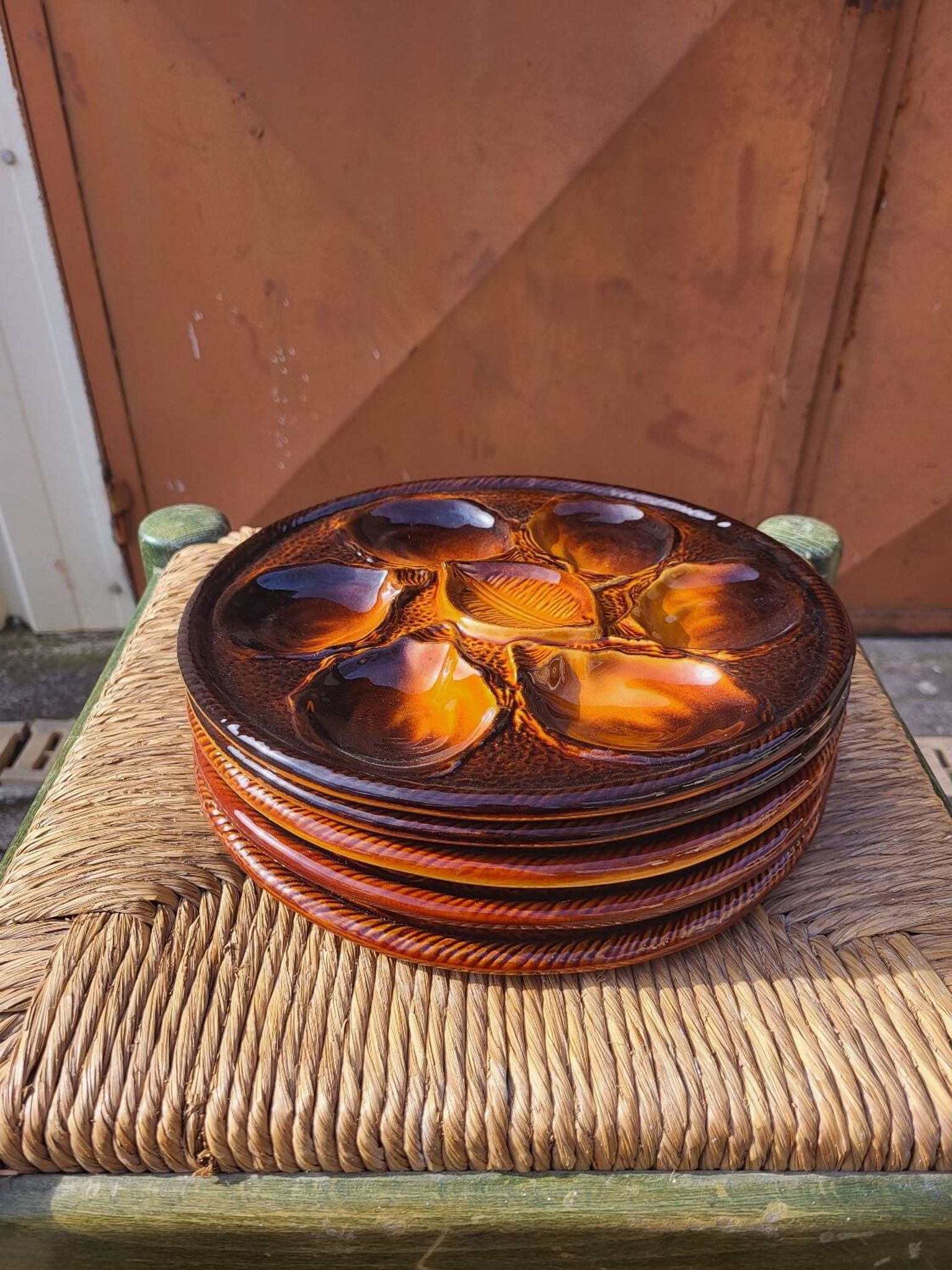 5 earthenware oyster plates from Saint Clement, 1960s