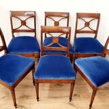 Six chairs in azure blue wood