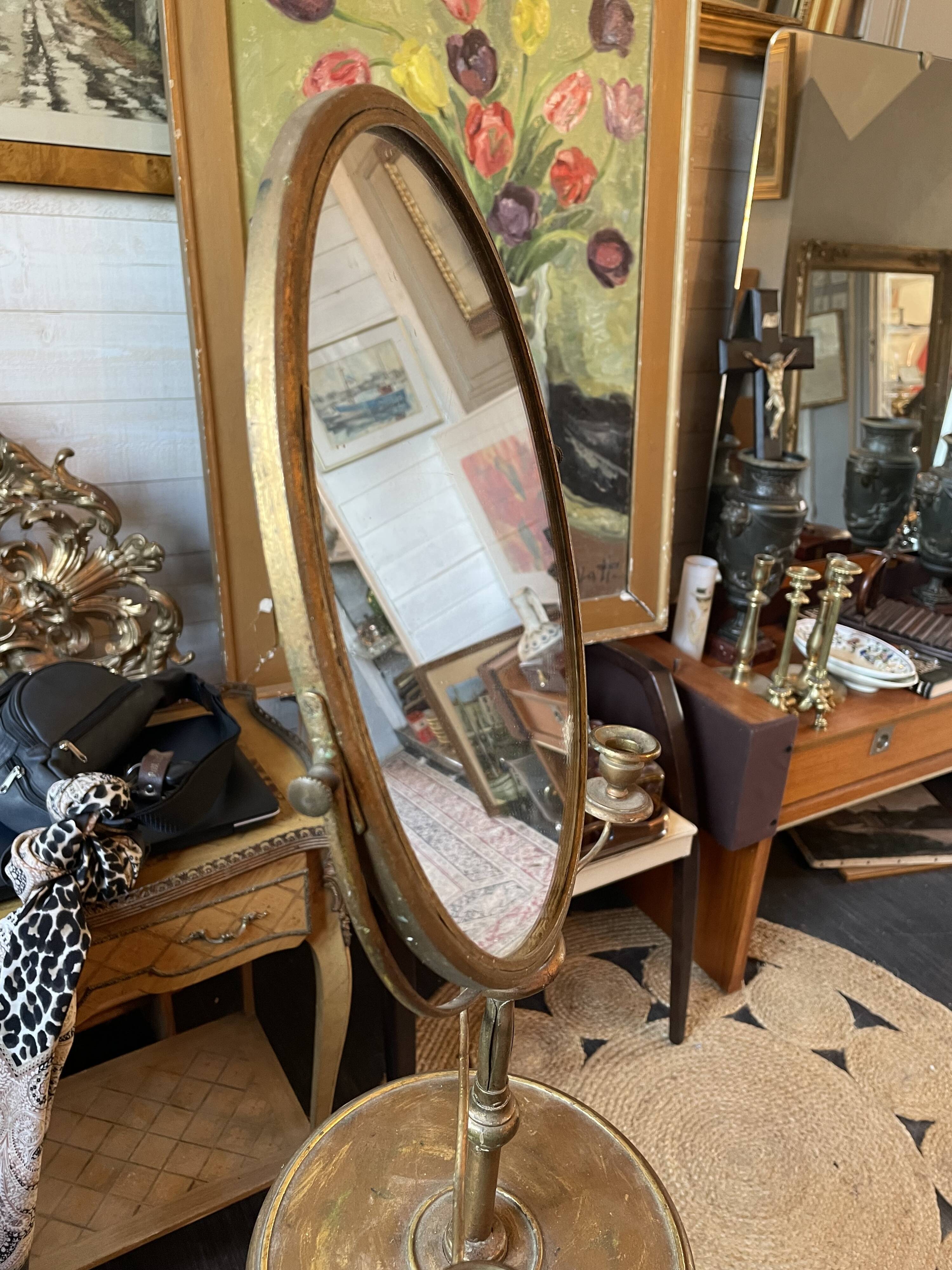Old brass barber mirror