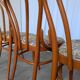 Ensemble de 6 chaises de salle à manger Thonet en bois courbé avec assise en tissu / Années 1970 Mid-Century Bistr