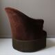Fauteuil crapaud  & ottoman vintage velours brun profond