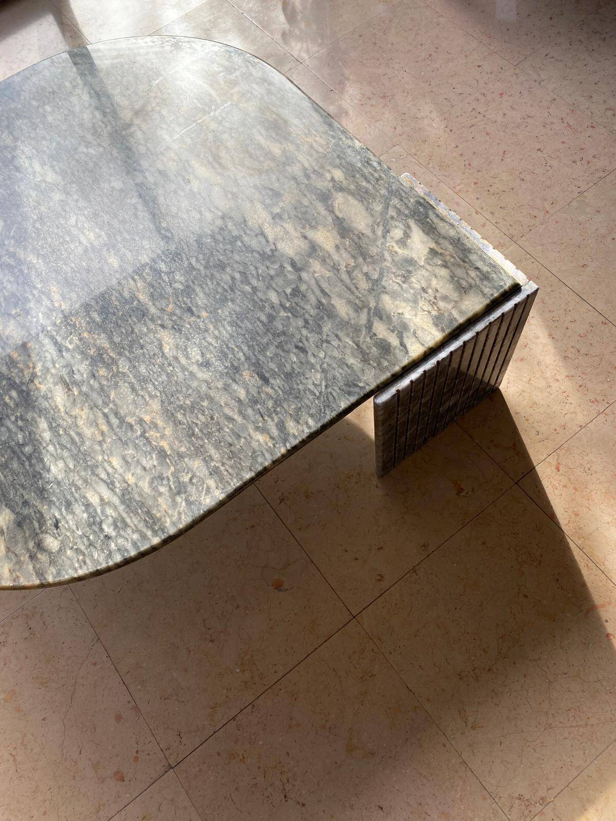 Roche Bobois marble coffee table, leaf, 70s