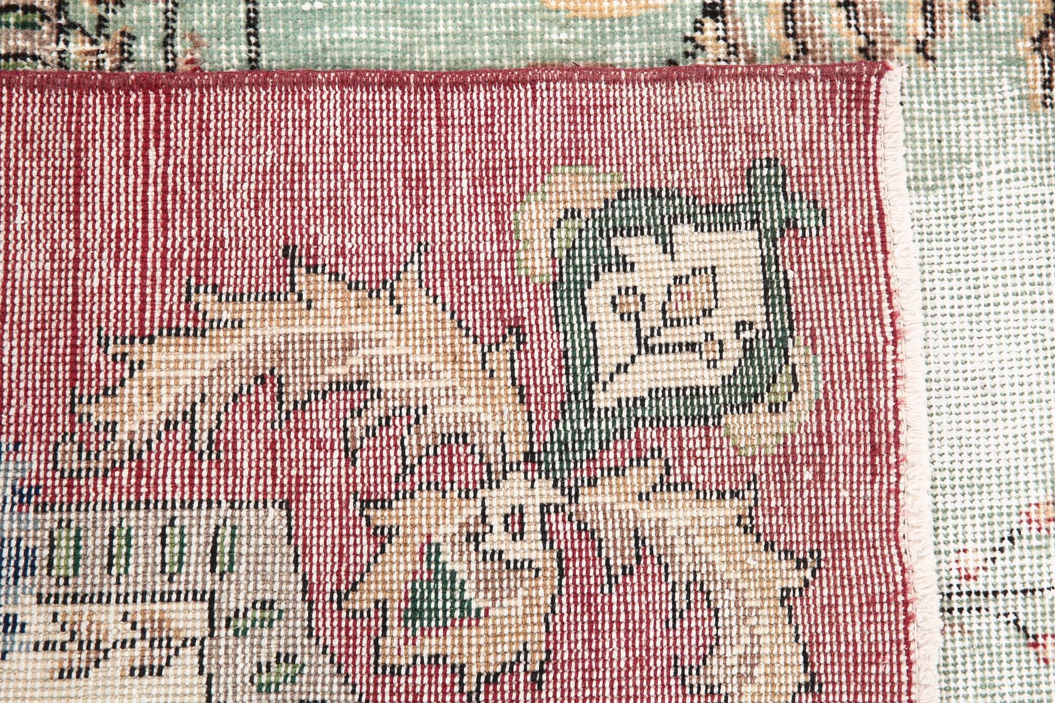 7x11 Rug For Living Room Red Green Bordered Vintage Area Rug, 215x335Cm