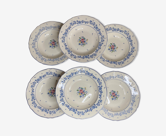 Set de 6 assiettes motifs fleurs
