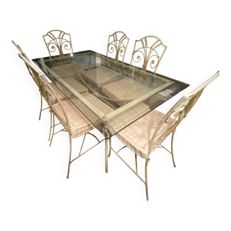 Wrought iron and glass dining room