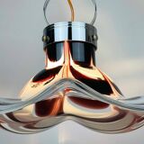 Original Murano glass flower pendant lamp in brown by AV Mazzega, Italy, 1970s.