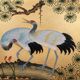 Cabinet chinoiserie de grues en laque noire et dorée, peint à la main