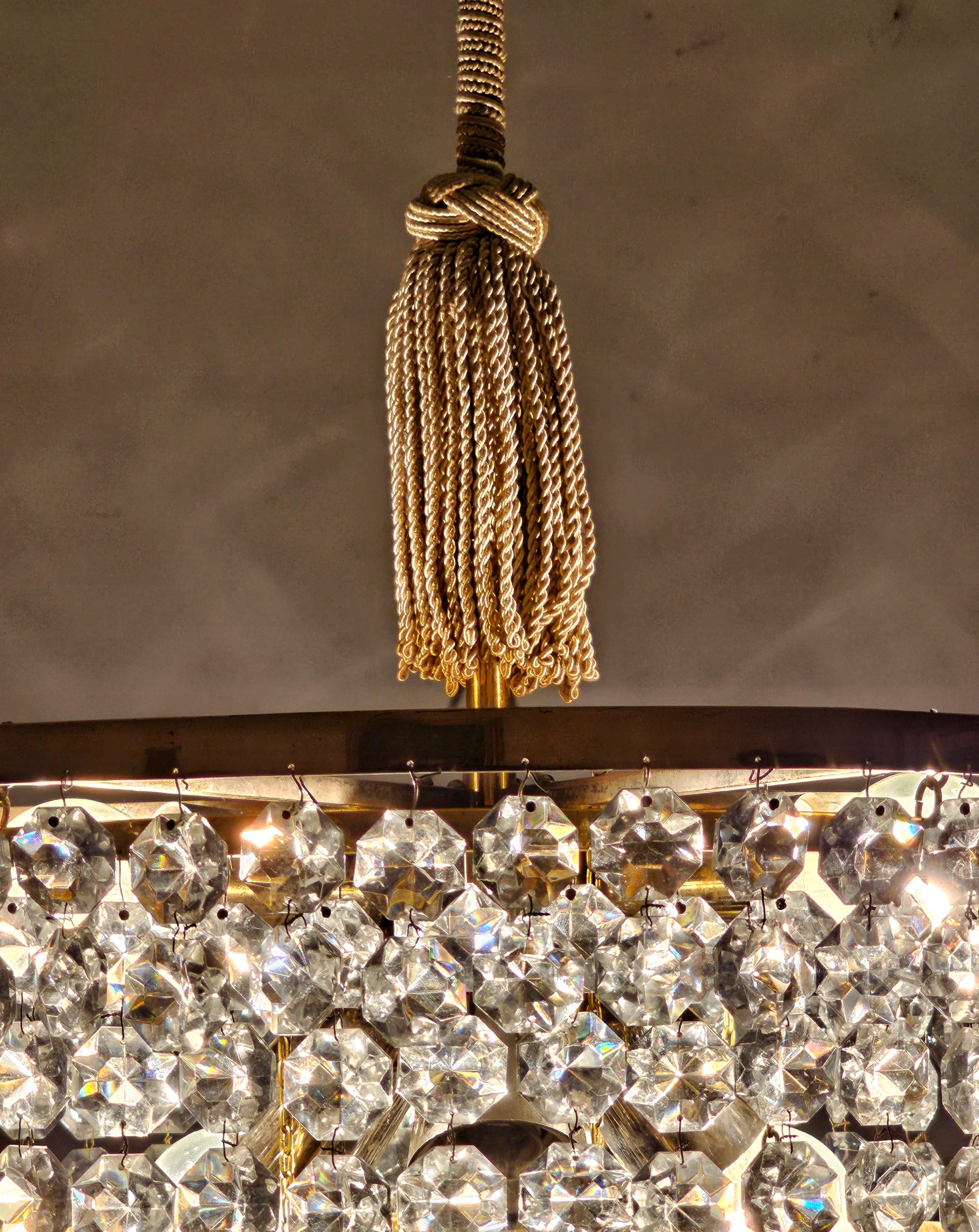 Mid-Century Modern crystal chandelier attributed to Bakalowits.