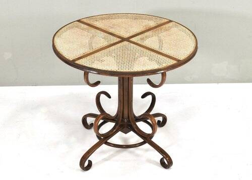 Bistro dining table in bentwood and cane from Alvar Aalto by Thonet