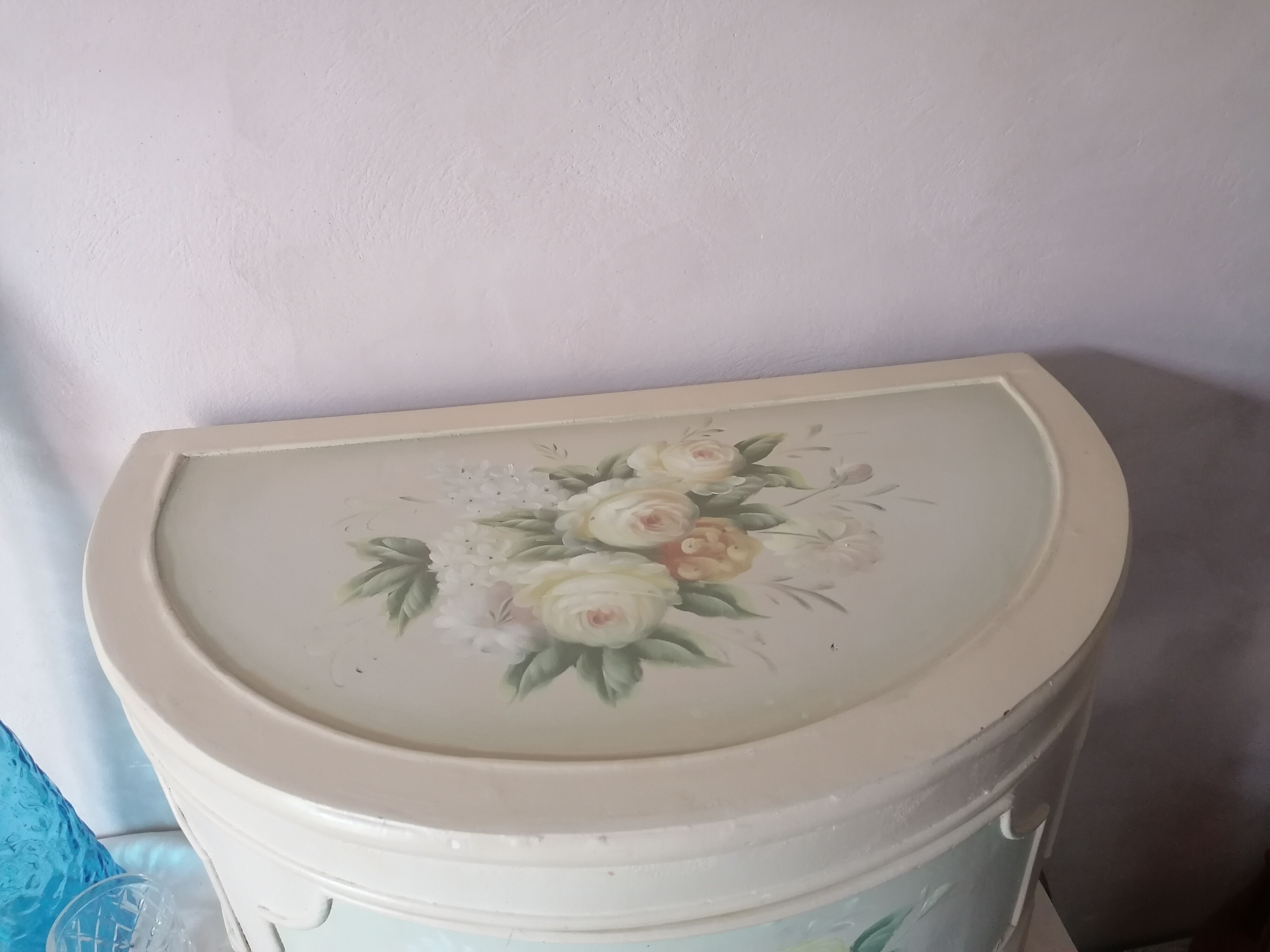 Half-moon box painted wood