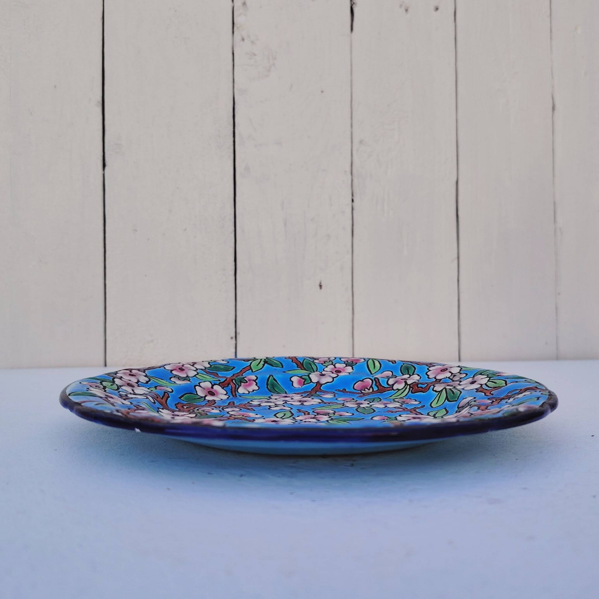 Small plate, Longwy enamels, floral decoration