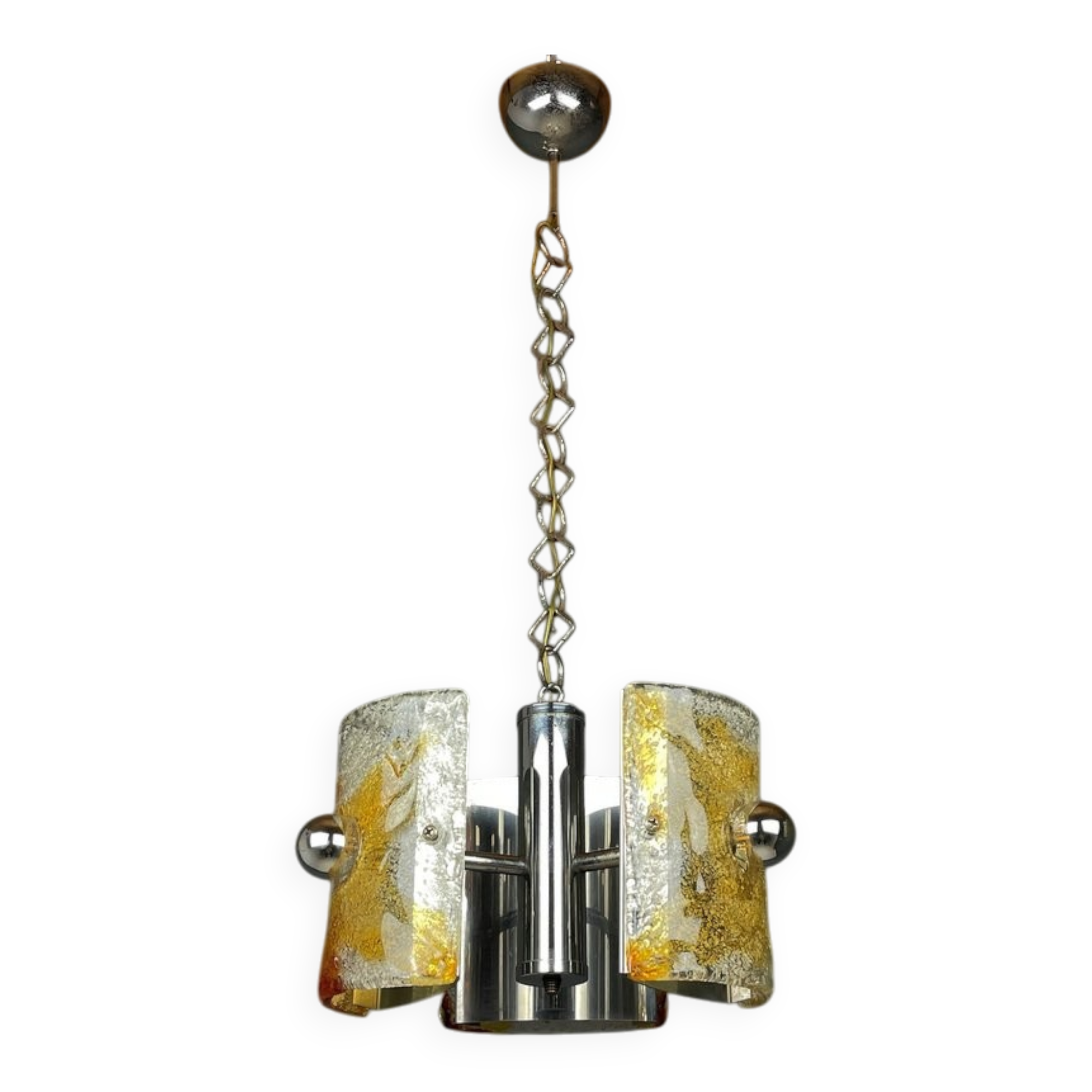 Murano glass chandelier ice mid-century by Av Mazzega, Italy, 1970s
