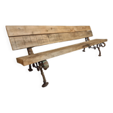 Banc de jardin ancien Banc de parc français en chêne et fonte 218 cm