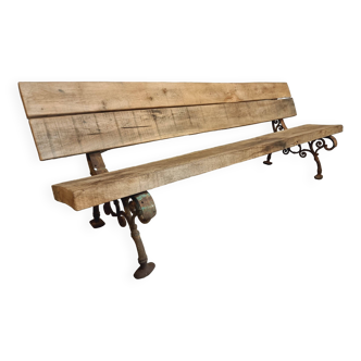 Antique garden bench French park bench oak with cast iron 218 cm