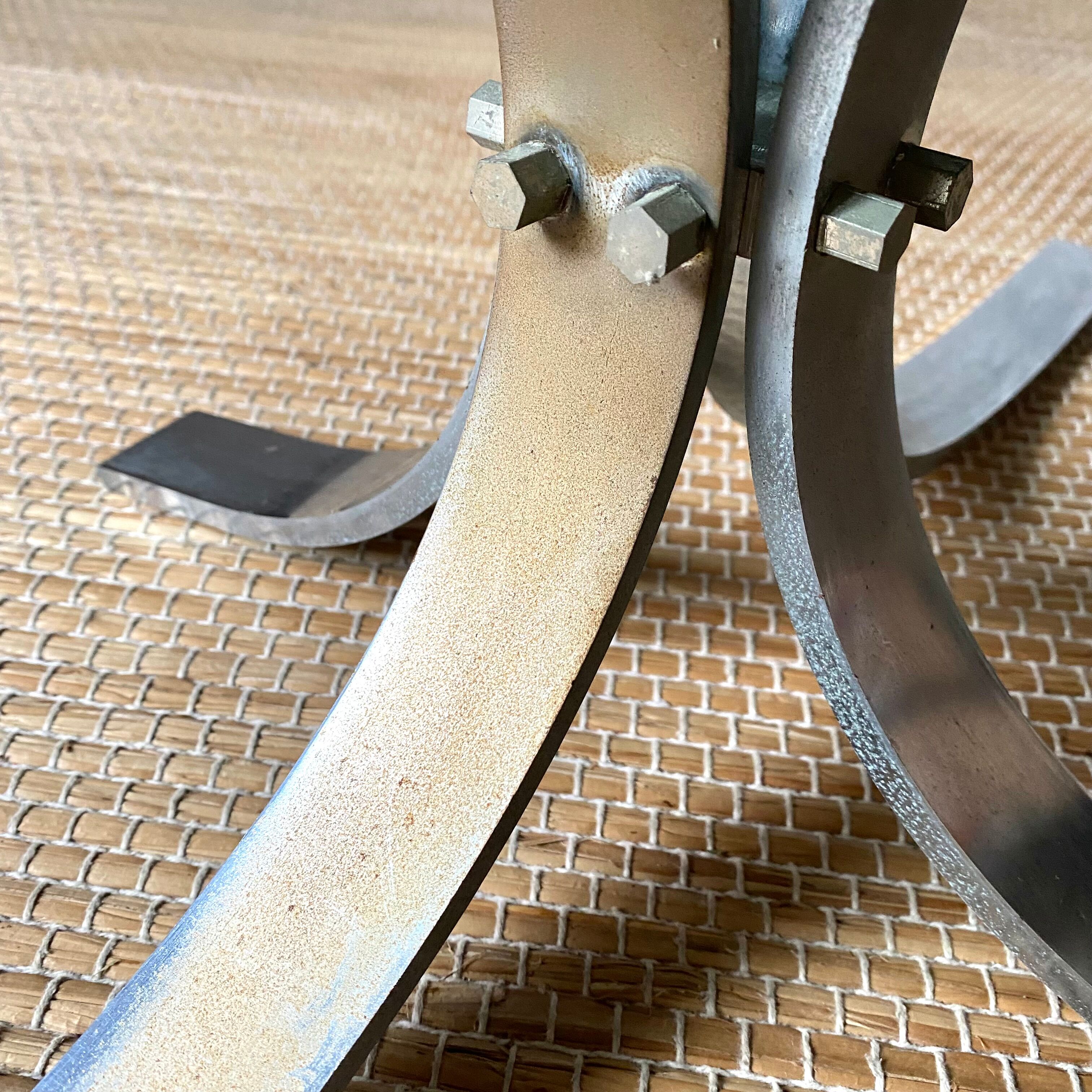 Design coffee table in metal and smoked glass 70s