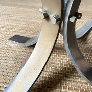 70s design coffee table in metal and smoked glass