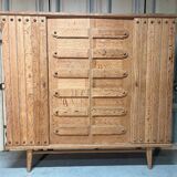 Armoire des années 40 en chêne dans le style de Guillerme et Chambron, années 1960
