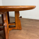 Height-adjustable table in oak and ceramic – Guillerme & Chambron, France