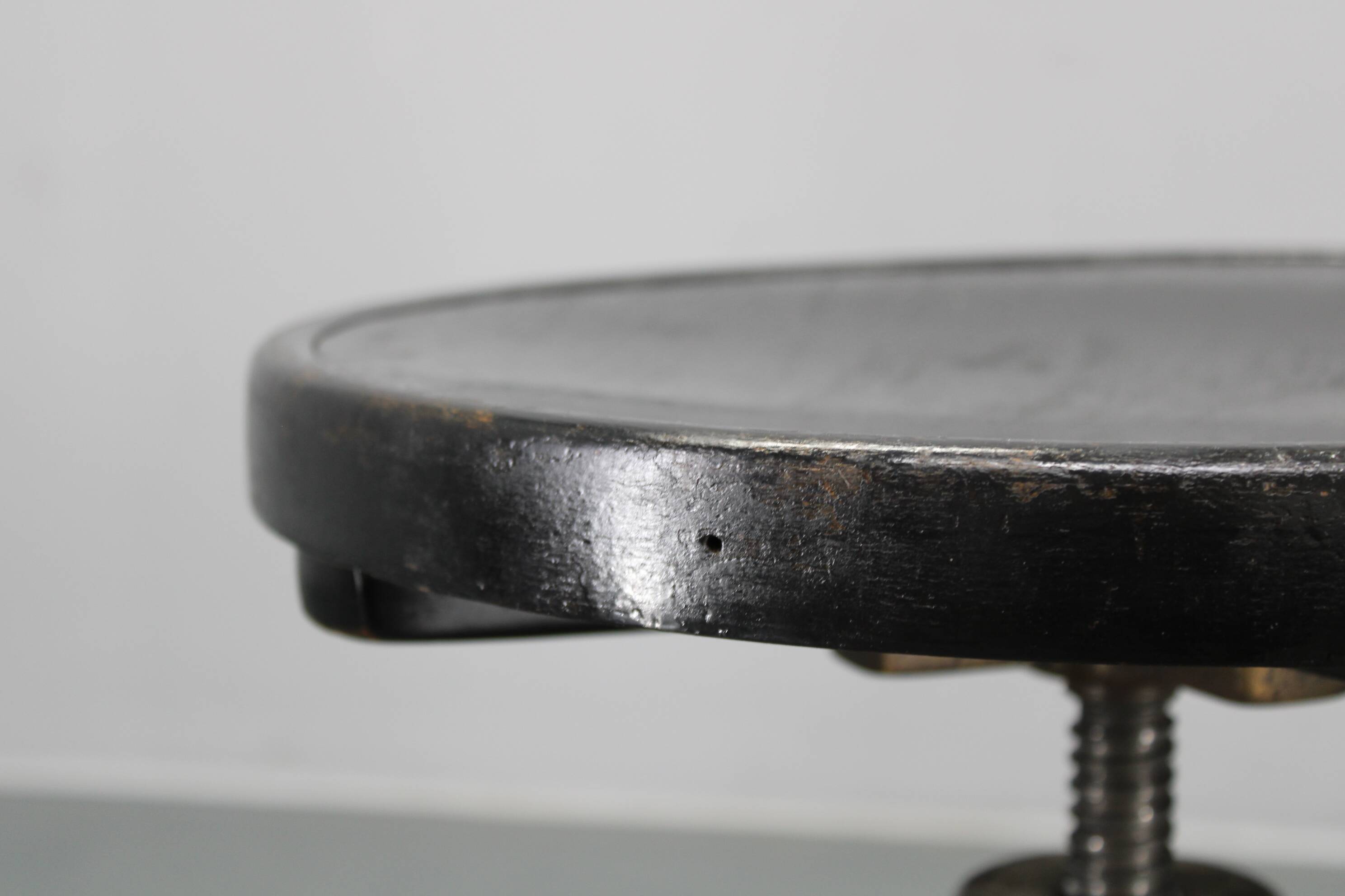 Thonet adjustable bentwood piano stool in black ebony finish, Czechoslovakia 1930s