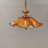 Hanging lamp in multiple layers glass and brass, by Vitrika Denmark 1980s