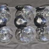 10 glasses of old champagne blown glass engraved Vierzon Thouvenin Portieux