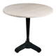 Table de bistrot/de salle à manger en travertin vintage avec base en métal. (B)