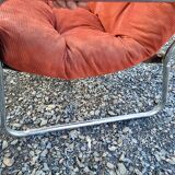 Brick velvet armchair