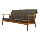 Oak leather sofa by Brockmann Petersen, Danish design 1970s