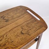 Serving Trolley Made In Rosewood With Wicker Shelf By Johannes Andersen For CFC Silkeborg From 1950s
