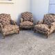 Antique Louis XV style shepherdess armchair in floral flocked fabric