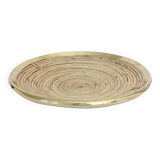 Round rattan and brass bowl, Italy 1970s, Gabriella Crespi style