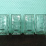 Serviteur ancien art déco 4 raviers en verre miroir et bois - Année 1950
