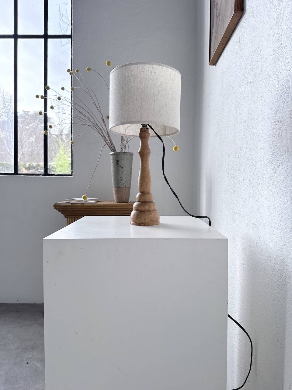 Lampe de bureau en bois chêne clair 1950