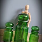 Trio green apothecary vials