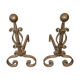 Andirons cast iron and brass ball