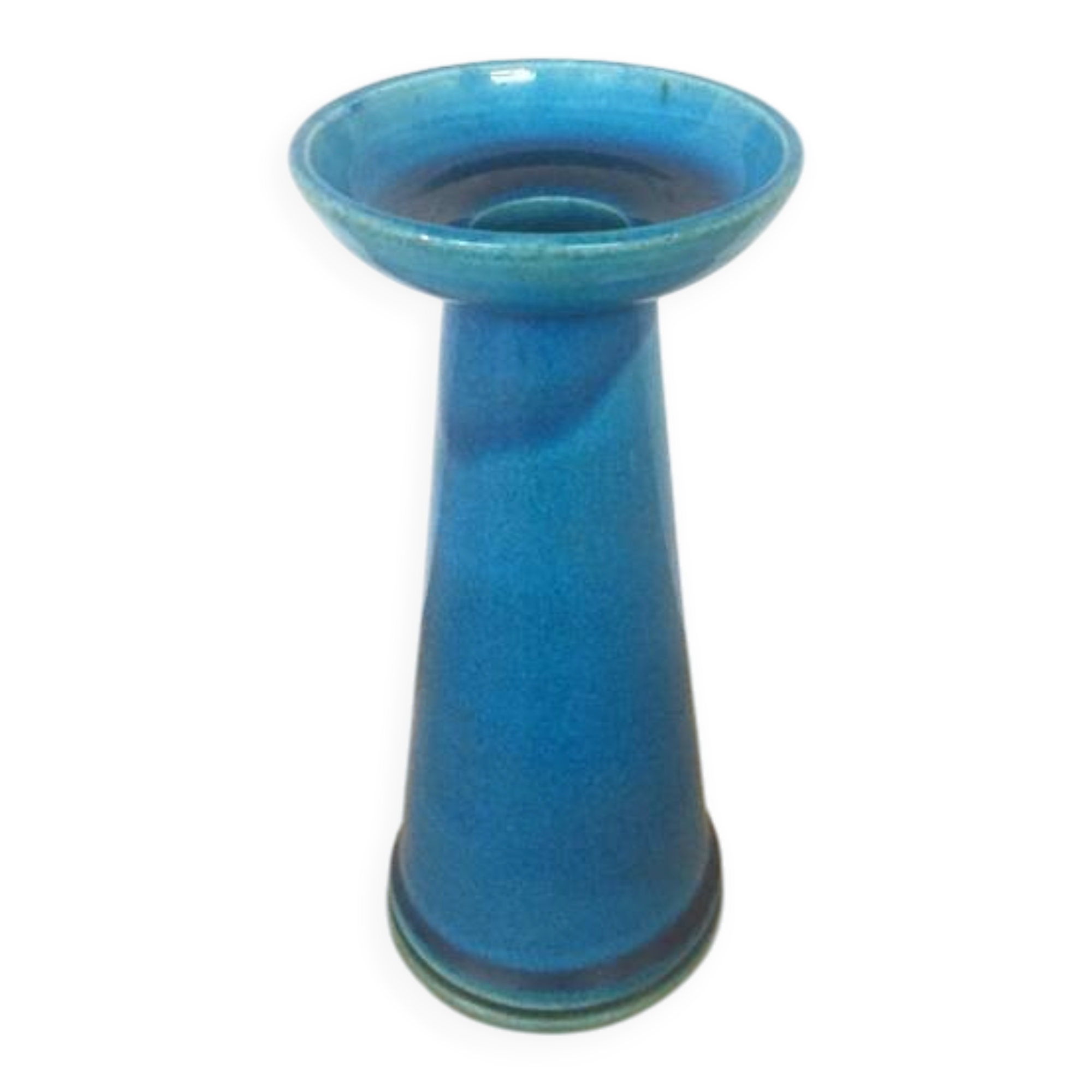 Scandinavian turquoise glazed ceramic candlestick – Denmark, 1960