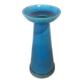 Bougeoir scandinave en céramique émaillée bleu turquoise – Danemark, 1960