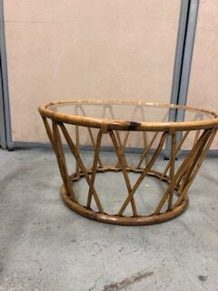 Vintage rattan coffee table year 70