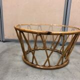 Vintage rattan coffee table year 70