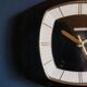 Vintage formica clock silent trapezoid wall clock "Bayard noir"