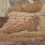 Ecole Française du début du XXème siècle  « Les ruines »  Aquarelle