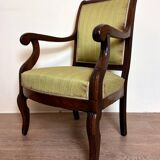 Pretty Empire period office armchair in mahogany with patterned tapestry