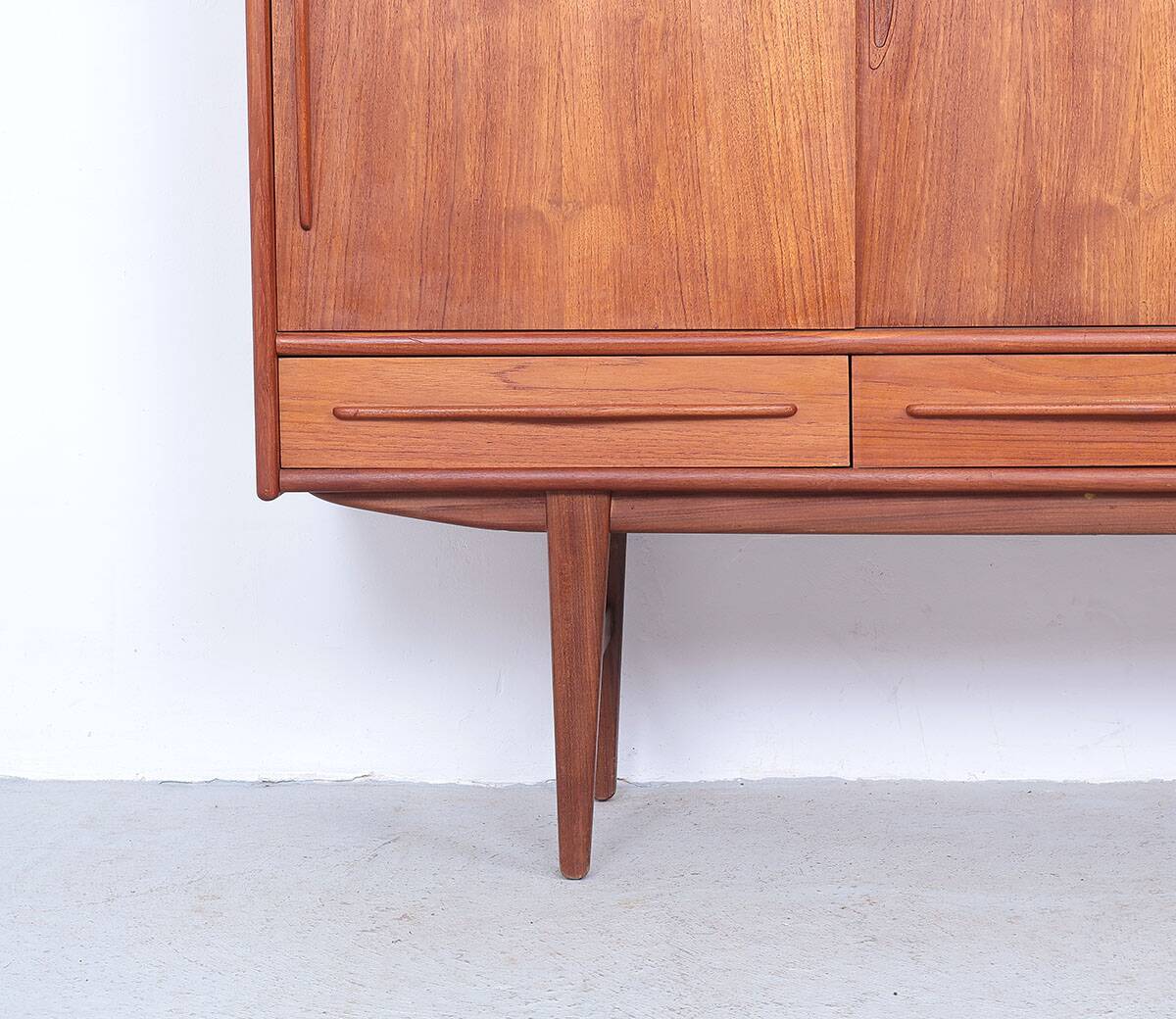 Danish design teak highboard with sliding doors, 1960s